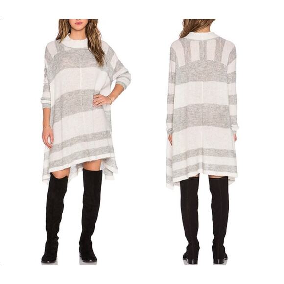 Free People Lafayette Stripe Mock Poncho Alpaca Wool Oversized S - Picture 2 of 6